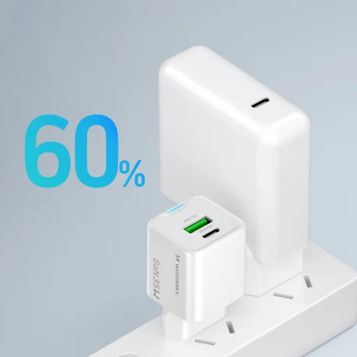 Wozinsky WWC-35W GaN USB-A + USB-C sieťová nabíjačka - biela - 8