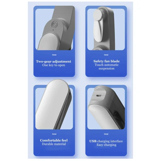 Techsuit - Prenosný ventilátor (TF1) - Vreckový, nastaviteľný, nabíjateľný, tichý, 1200mAh - Ružový - 5