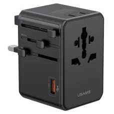 USAMS 4 v 1 univerzálny cestovný sieťový USB-C nabíjací adaptér T72 65W US/AU/EU/UK čierny