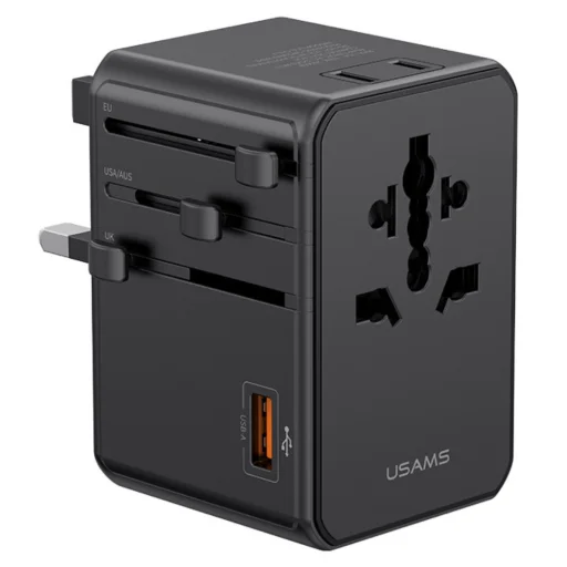 USAMS 4 v 1 univerzálny cestovný sieťový USB-C nabíjací adaptér T72 65W US/AU/EU/UK čierny - 1