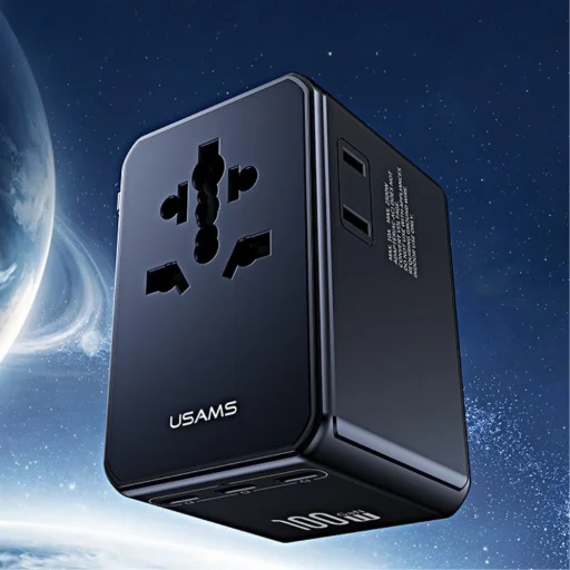 USAMS 4 v 1 univerzálny cestovný sieťový USB-C nabíjací adaptér T72 65W US/AU/EU/UK čierny - 2