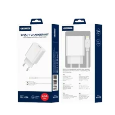 JELLICO WJ-C58 sieťový USB-A nabíjací adaptér 2,4A 12W 1xUSB + Lightning kábel biely