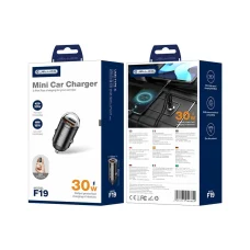 JELLICO F19 nabíjačka do auta PD 30W 1xUSB-C + 1xUSB QC3.0 čierna