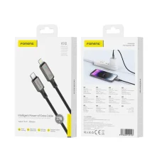 FONENG XS12 USB-C - Lightning PD 27W 1,2 m fekete kábel