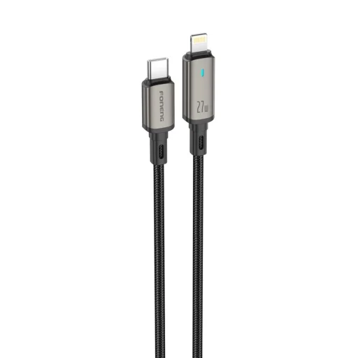FONENG XS12 USB-C - Lightning PD 27W 1,2 m fekete kábel - 2