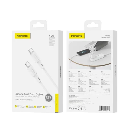 USB-C - USB-C PD 100W 1 m biely USB kábel typu C - 1