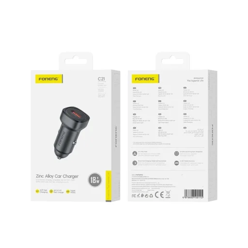 FONENG C21 autonabíjačka 18W 1xUSB QC3.0 čierna - 1