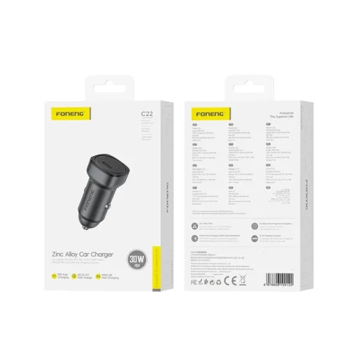 FONENG C22 PD 30W 1xUSB-C nabíjačka do auta čierna - 1