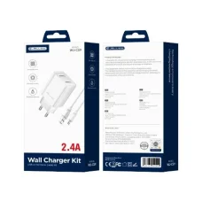 JELLICO WJ-C59 sieťový USB-A nabíjací adaptér 2,4A 12W 2xUSB + Micro kábel biely