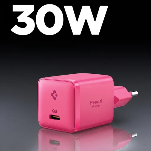 Spigen - Sieťová nabíjačka Arcstation Essential EE301EU (ACH10449) - Type-C, Quick Charge, PD30W - Ružová - 2