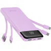 Charmast W1148 10000 mAh so vstavanými káblami USB A / USB C / Lightning / Micro USB powerbank fialová thumbnail