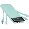 Charmast W1148 5V 3A 10000 mAh powerbanka so zabudovanými káblami USB-A / USB-C / Lightning / Micro USB, zelená thumbnail