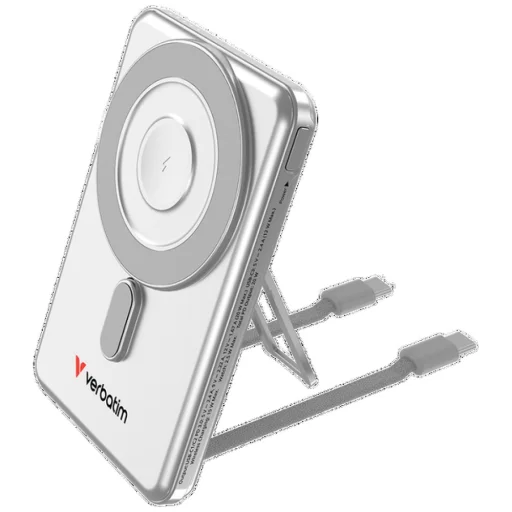 Verbatim Charge'n' Go 15W 5000mAh magnetická bezdrôtová powerbanka s 2x USB-C káblom strieborná 32276 - 3