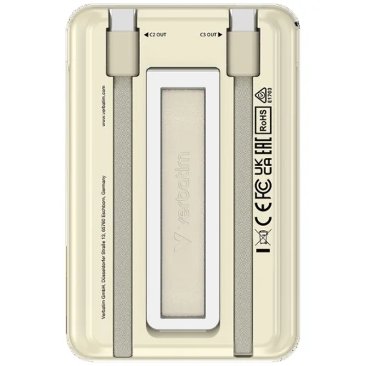 Verbatim Charge'n' Go 15W 5000mAh magnetická bezdrôtová powerbanka s 2x USB-C káblom zlatá 32253 - 2