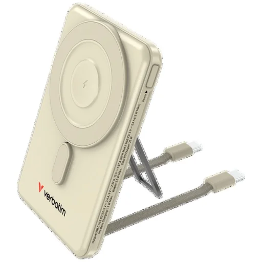 Verbatim Charge'n' Go 15W 5000mAh magnetická bezdrôtová powerbanka s 2x USB-C káblom zlatá 32253 - 3