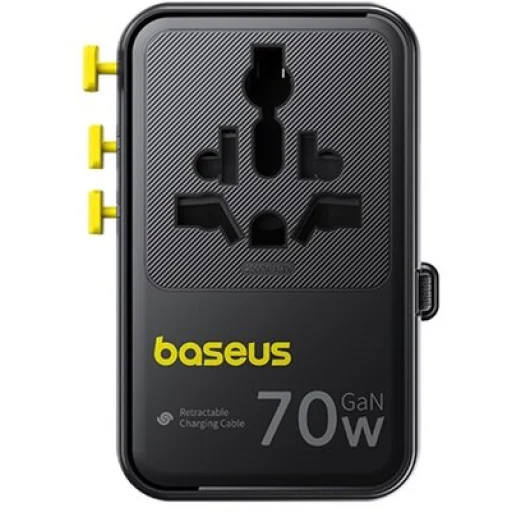 Baseus Travel EnerCore CG11 sieťový USB-C nabíjací adaptér, 70W, 10A, 1 x USB-C - 2 x Schuko - 2 x USB-A, s USB-C káblom, čierny - 7