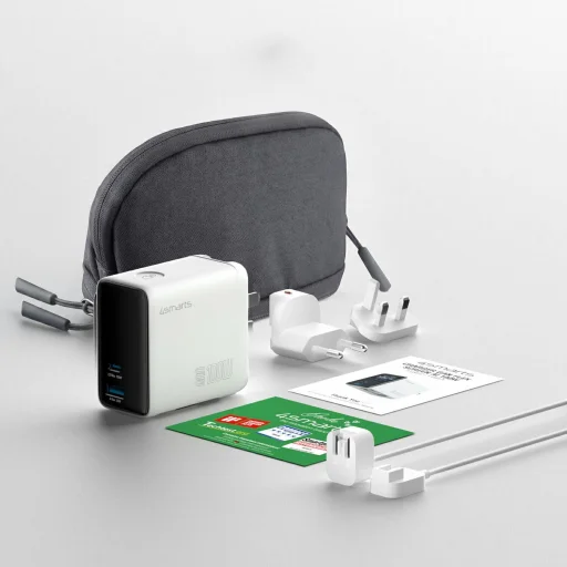 4smarts GaN Flex sieťová nabíjačka Screen AI 100W 2× USB-C + 1× USB-A Travel Edition biela - 9