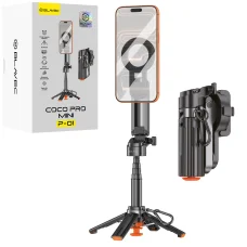 Blavec Selfie Stick Alumínium Coco PRO Mini P-01 Magsafe Auto pop quadripod + távirányító + tartó 0,48 méter (SSCPMP01-MQHB048) fekete