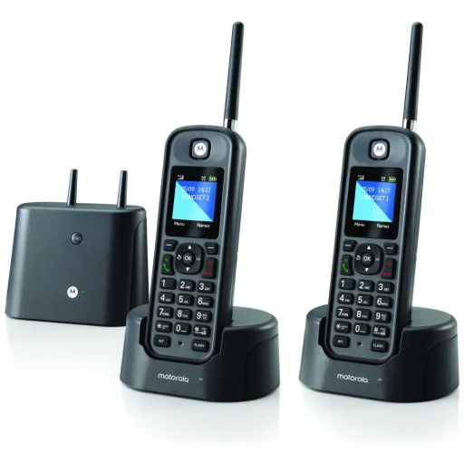 Motorola O202 bezdrôtový stolný telefónny set s dlhým dosahom, 2 ks s dlhou anténou, čierny - 2