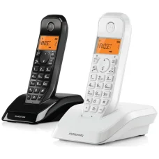 Motorola S1202 súprava bezdrôtových stolových telefónov, 2 ks, čierno-biela