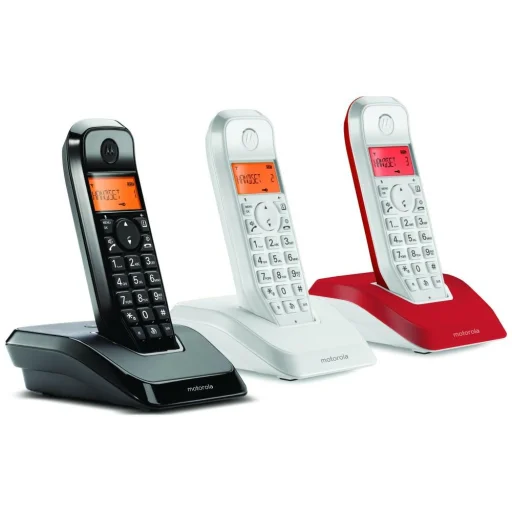Motorola S1203 set bezdrôtových telefónov, rôzne farby, 3 ks, čierna biela červená - 2
