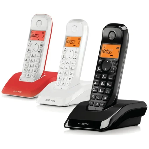 Motorola S1203 set bezdrôtových telefónov, rôzne farby, 3 ks, čierna biela červená - 1