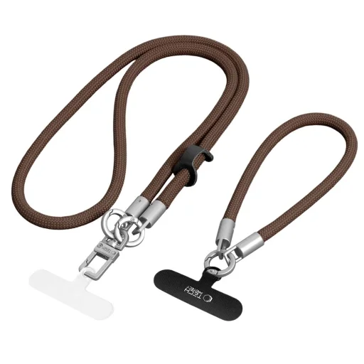 Tech-Protect C10S Rope Crossbody a pútko na zápästie orechovo hnedá / titán - 1