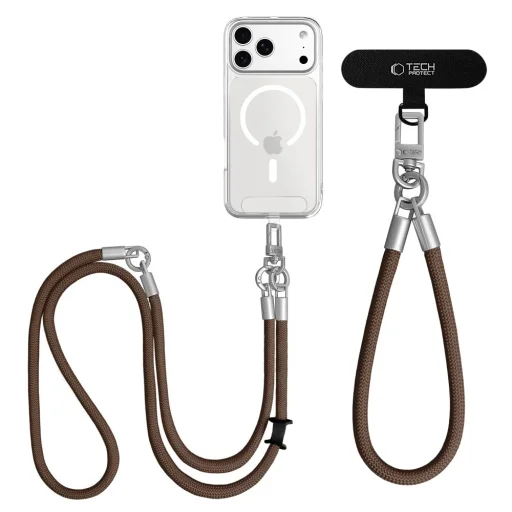 Tech-Protect C10S Rope Crossbody a pútko na zápästie orechovo hnedá / titán - 5