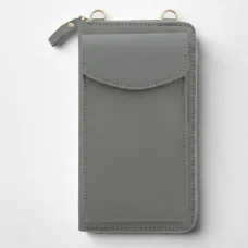Univerzálna taška na mobil cez plece s funkciou peňaženky (18x11x5 cm) - sivé puzdro