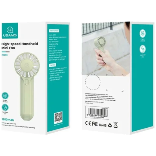 USAMS Mini ZB288 1200mAh zelený ručný ventilátor - 9