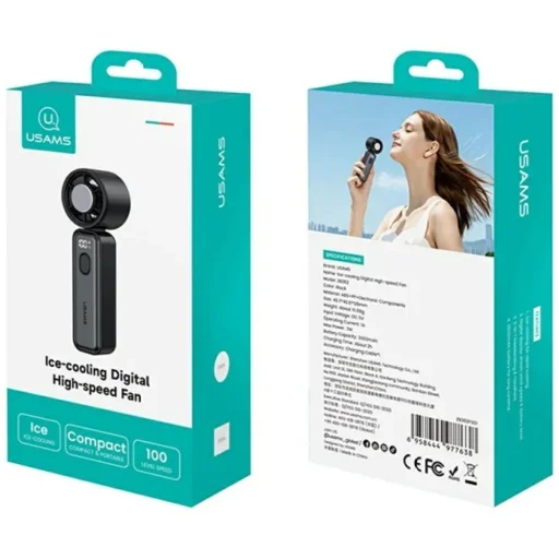 USAMS Ice-Cooling digitálny vysokorýchlostný ventilátor 2000mAh čierny - 7