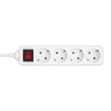 Q-LINK 75.017.55 4-es elosztó kapcsolóval, max. 3680 W, 1,5 m vezeték, gyermekvédelem, fehér