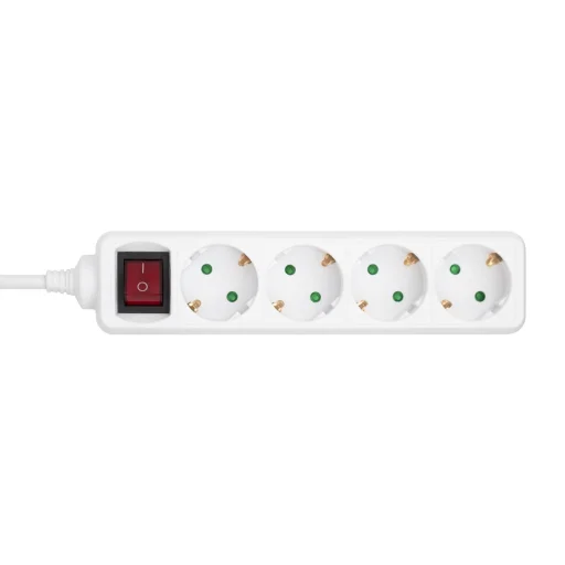 Q-LINK 75.017.55 4-zásuvková predlžovačka s vypínačom, max. 3680 W, 1,5 m kábel, detská poistka, biela - 1