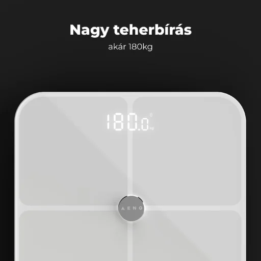 AENO ABS0001S BS1S okos testmérleg, 15 féle mérőszám, LED kijelző, 180 kg-ig terhelhető, AENO app, 10+1 profil, ITO üveg - 17