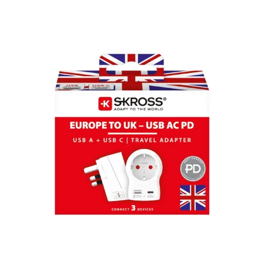 SKROSS 1.500283-E cestovný adaptér, "Europe to UK", USB-C + USB-A 20W PD, rýchle nabíjanie - 4