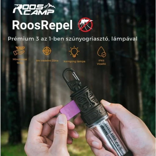 RoosCamp ROOSREPELT odpudzovač komárov, 5000mAh batéria, powerbanka, odpudzovač komárov, vstavané svietidlo, IPX6, 165g - 5