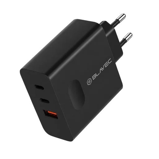 Blavec sieťová nabíjačka BC-11 GaN - USB + 2xType C - QC PD 65W 3A s káblom Type C - Type C (TCBC11G-U2CB653A) čierna - 2