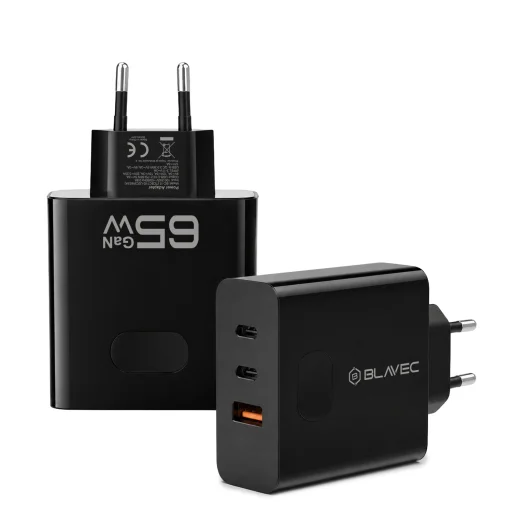 Blavec sieťová nabíjačka BC-11 GaN - USB + 2xType C - QC PD 65W 3A (TCBC11G-U2CB653A) čierna - 3