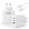 Blavec nástenná nabíjačka BC-11 GaN - USB + 2x Type-C - QC PD 65W 3A s káblom Type-C - Type-C (TCBC11G-U2CW653A) biela thumbnail