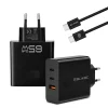 Blavec sieťová nabíjačka BC-11 GaN - USB + 2xType C - QC PD 65W 3A s káblom Type C - Type C (TCBC11G-U2CB653A) čierna thumbnail