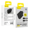 Blavec sieťová nabíjačka BC-11 GaN - USB + 2xType C - QC PD 65W 3A s káblom Type C - Type C (TCBC11G-U2CB653A) čierna thumbnail