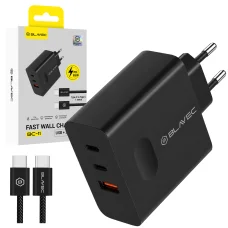 Blavec sieťová nabíjačka BC-11 GaN - USB + 2xType C - QC PD 65W 3A s káblom Type C - Type C (TCBC11G-U2CB653A) čierna