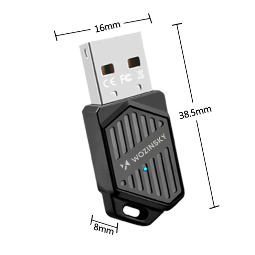 Wozinsky kétsávos USB Wi‑Fi 6 adapter Bluetooth 5.4-gyel - fekete - 2
