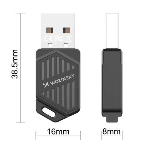 Wozinsky kétsávos USB Wi‑Fi 6 adapter Bluetooth 5.4-gyel - fekete - 3