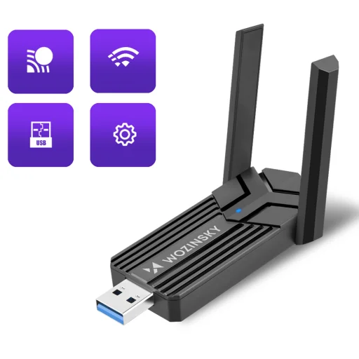 Wozinsky dvojpásmový bezdrôtový adaptér USB 3.0 WiFi 6 - čierny - 3