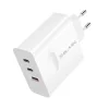Blavec nástenná nabíjačka BC-11 GaN - USB + 2x Type-C - QC PD 65W 3A s káblom Type-C - Type-C (TCBC11G-U2CW653A) biela thumbnail