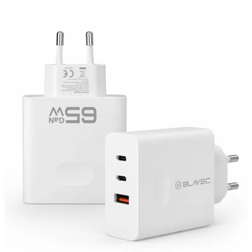 Blavec sieťová nabíjačka BC-11 GaN - USB + 2xType C - QC PD 65W 3A (TCBC11G-U2CW653A) biela - 3