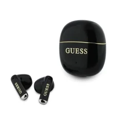 Guess Gold Line Glossy Classic Logo TWS bezdrôtové slúchadlá čierne