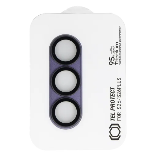 Tvrdené sklo Tel Protect 95% AR+AF celokovová ochrana fotoaparátu Samsung Galaxy S26/S26 Plus fialové (kamerový ostrovček) ochranné sklo - 2