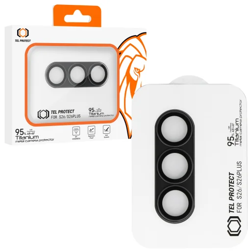 Tvrdené sklo Tel Protect 95% AR+AF Celokovová ochrana fotoaparátu na fotoaparát Samsung Galaxy S26/S26 Plus čierna (kamerový ostrovček) ochranné sklo - 1